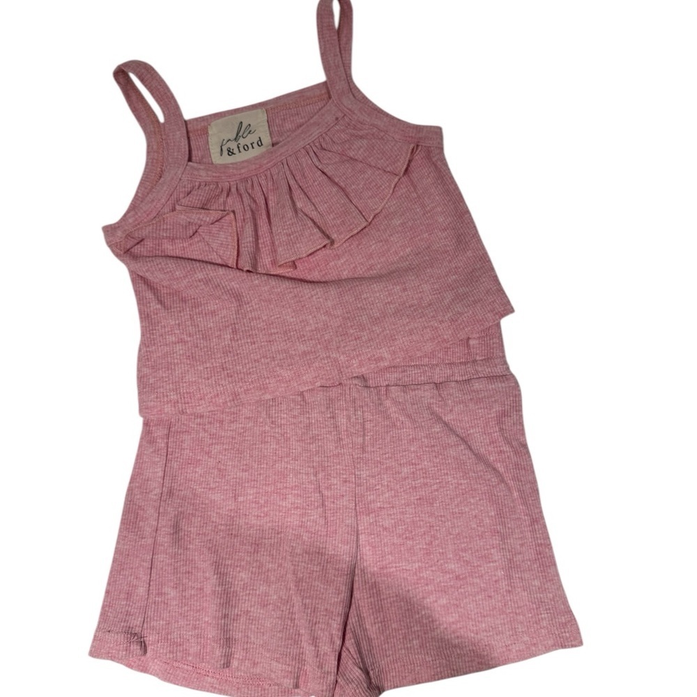 FABLE & FORD Pink Ribbed Ruffled Set - size 3